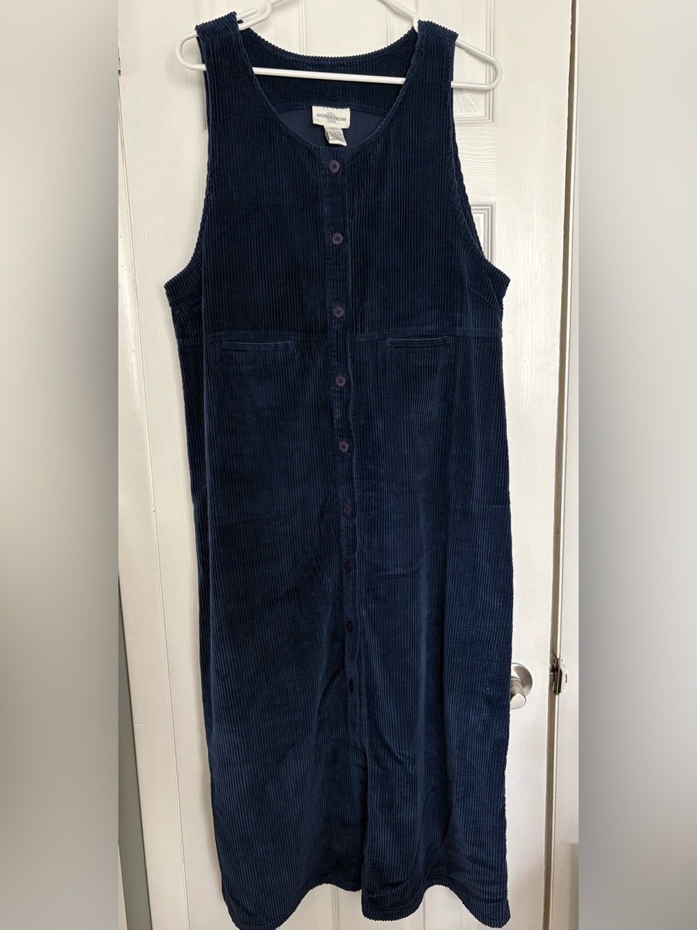 90s Vintage Nordstrom Corduroy Button-Front Midi Dress